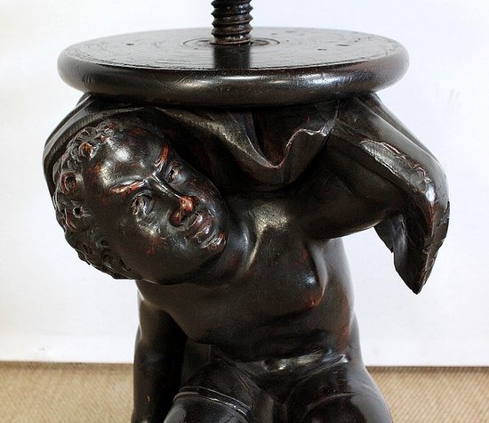 Blackened Patinated Wood Piano Stool - Nineteenth