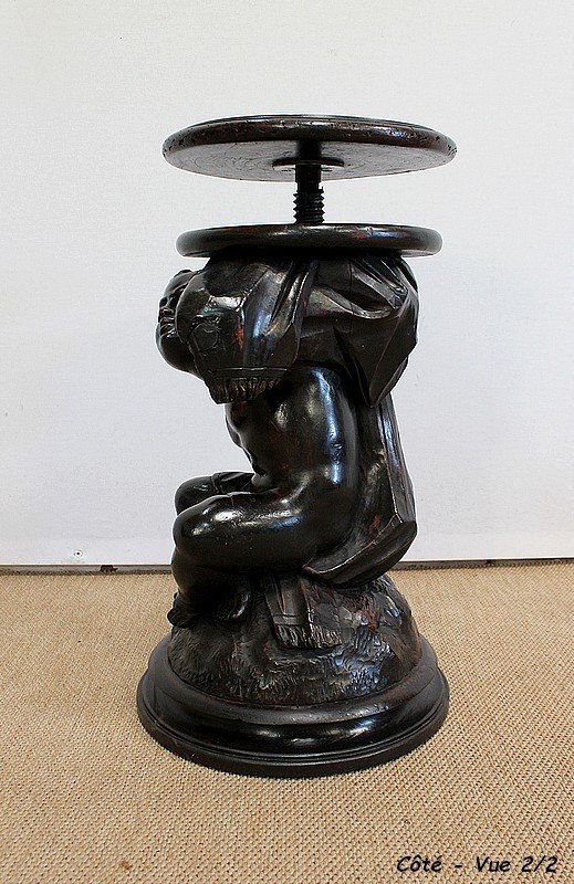 Blackened Patinated Wood Piano Stool - Nineteenth