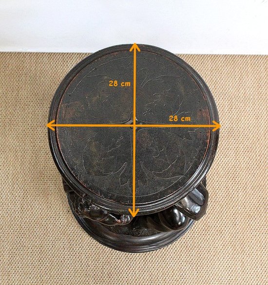 Blackened Patinated Wood Piano Stool - Nineteenth