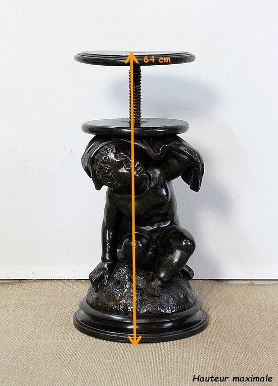 Blackened Patinated Wood Piano Stool - Nineteenth