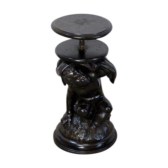 Blackened Patinated Wood Piano Stool - Nineteenth