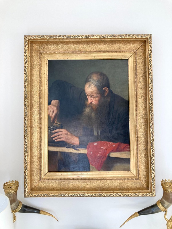 Öl auf Leinwand, L'Artisan signiert von Frans Dauge, 19.