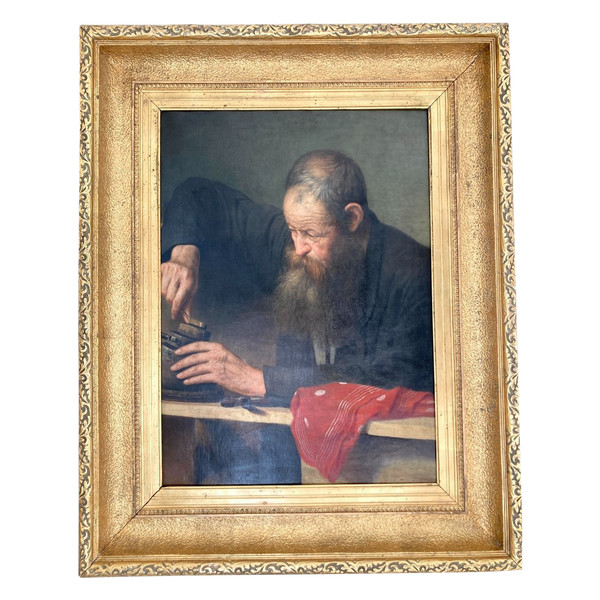 Öl auf Leinwand, L'Artisan signiert von Frans Dauge, 19.