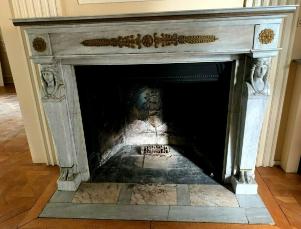 Turquin Blue Marble Empire Style Antique Mantel