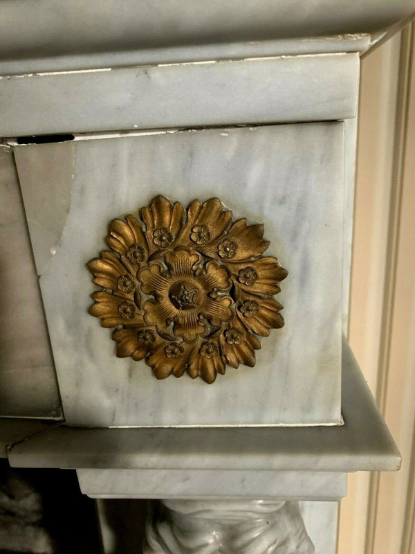 Turquin Blue Marble Empire Style Antique Mantel