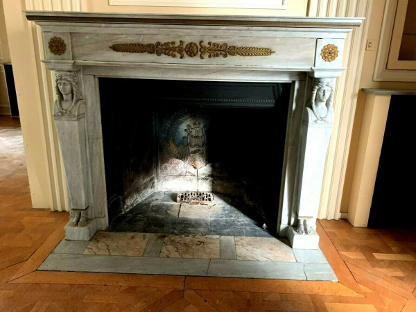 Turquin Blue Marble Empire Style Antique Mantel