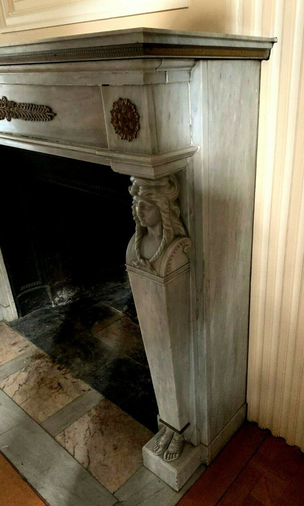 Turquin Blue Marble Empire Style Antique Mantel