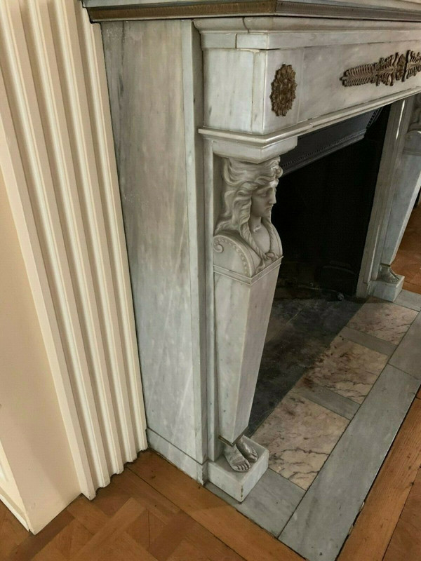 Turquin Blue Marble Empire Style Antique Mantel