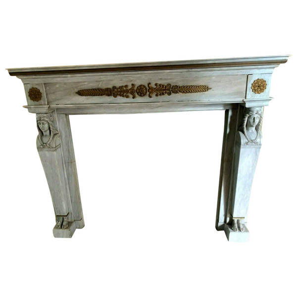 Turquin Blue Marble Empire Style Antique Mantel