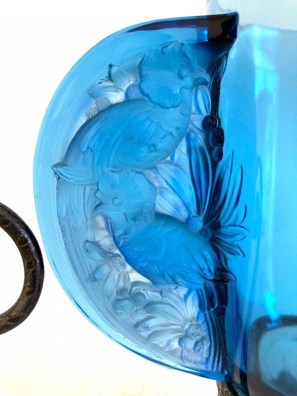 Vase aus gepresstem Glas, von Verlys Frankreich , Art Deco 1940