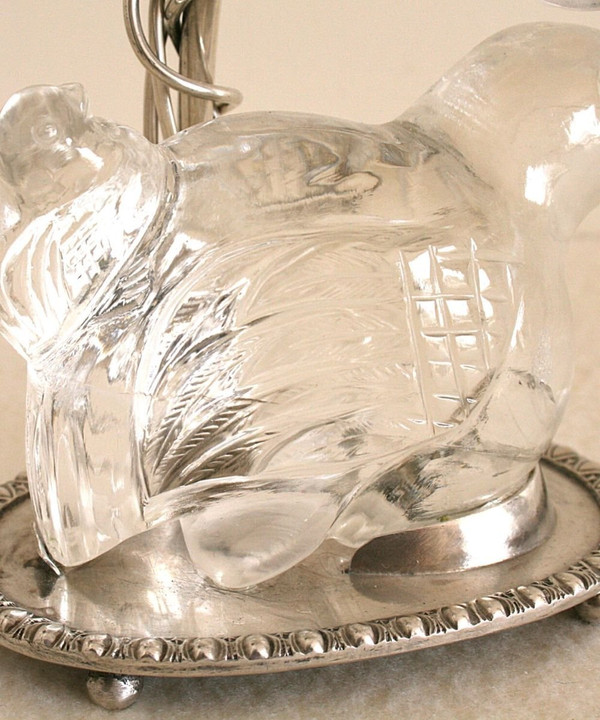 Pair of silver-plated metal and rock crystal candlesticks - Baguès style