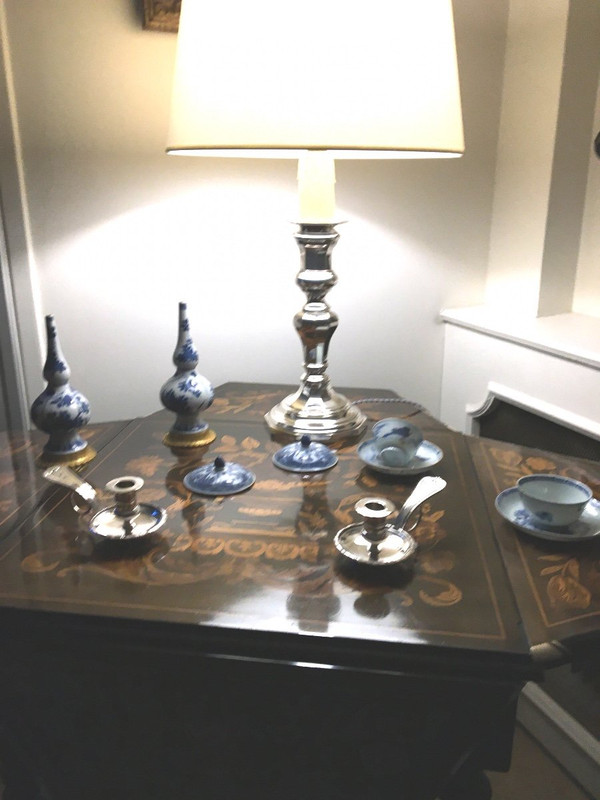 Large Candlestick Lamp, Silver Metal
