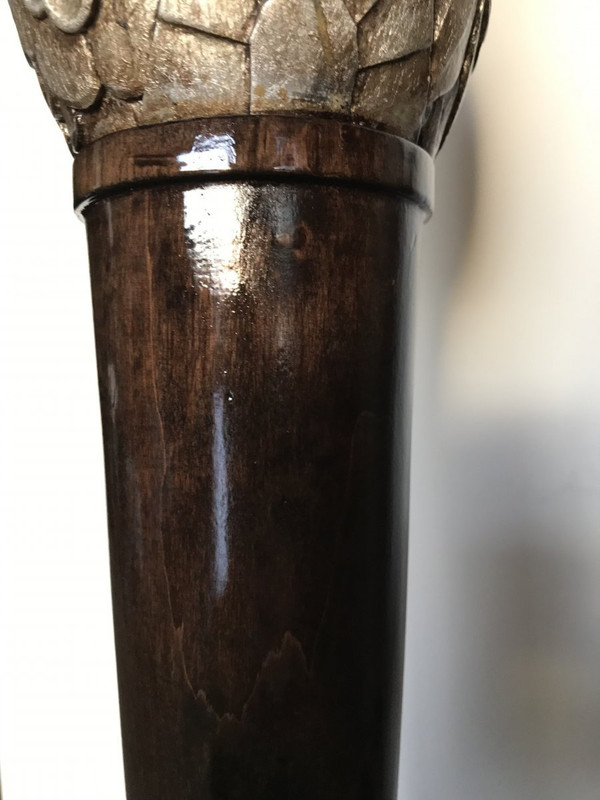 Lampada da terra in legno verniciato e argentato, 183 cm - Art Déco