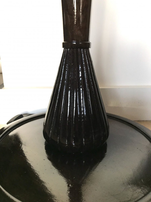 Lampada da terra in legno verniciato e argentato, 183 cm - Art Déco