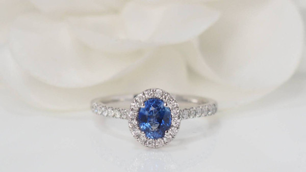 Anello Entourage In Platino, Zaffiro Di Ceylon E Diamanti