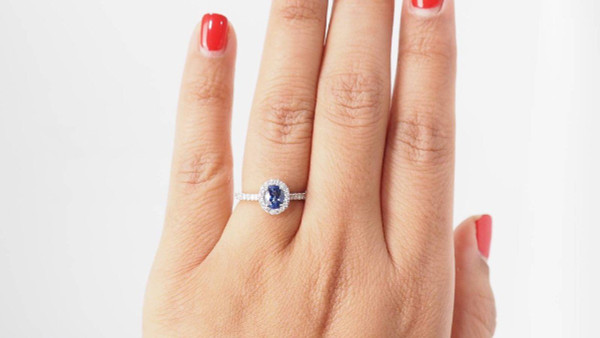 Anello Entourage In Platino, Zaffiro Di Ceylon E Diamanti