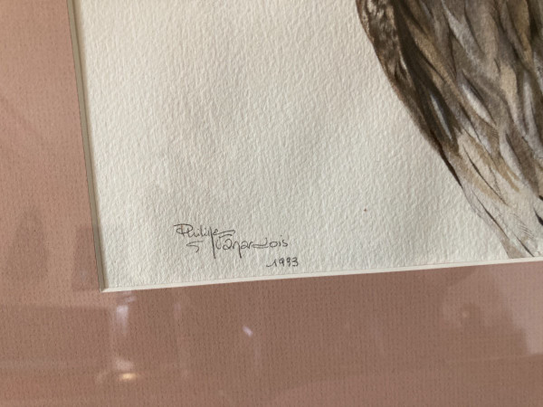 Aquarelle à Deux Têtes d'Aigles Royals Signées Philippe Varnardois