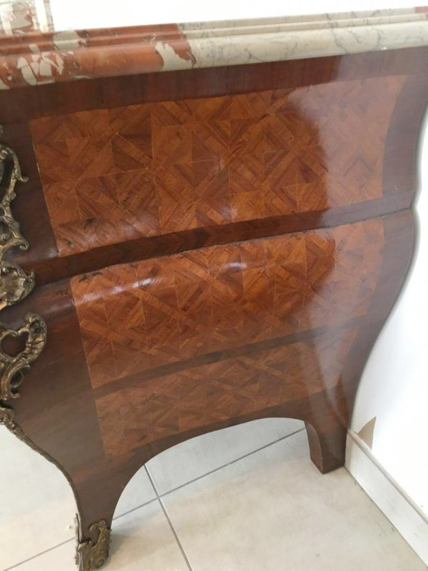 Commode  De Style Louis XIV En Marqueterie Et Bronze