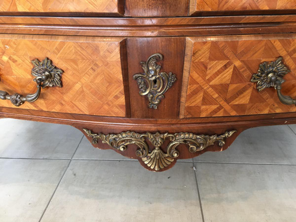 Commode  De Style Louis XIV En Marqueterie Et Bronze