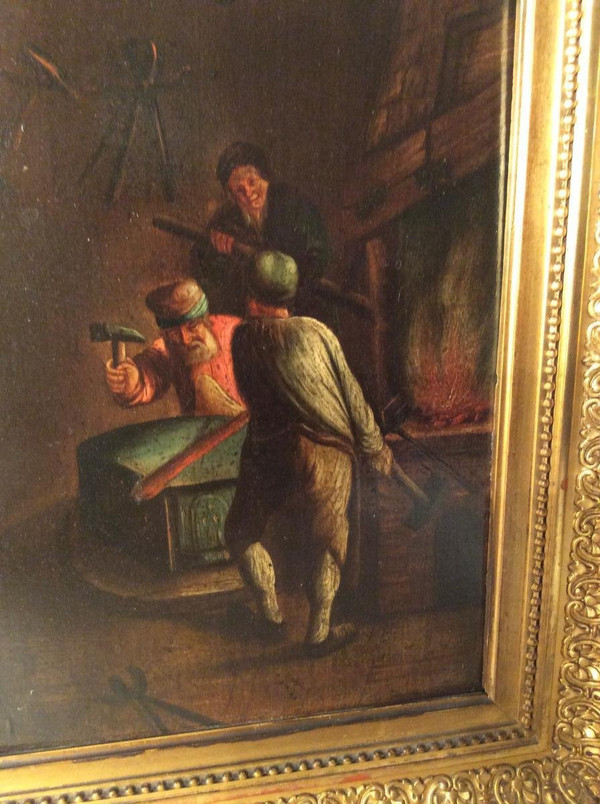 Oil on panel, l'Atelier du Forgeron - Flemish school 17th century