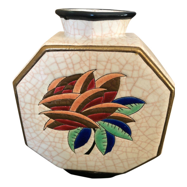 Longwy earthenware vase