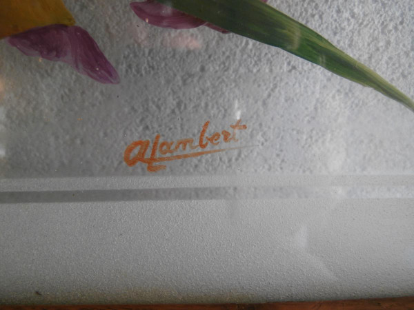 Tablett lackiert, unter Glas befestigt