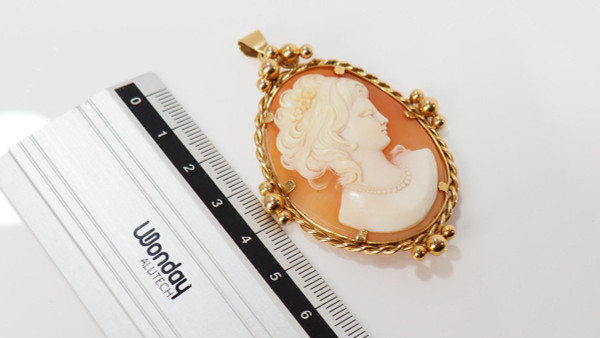 Pendentif Important En Or Jaune Et Camée