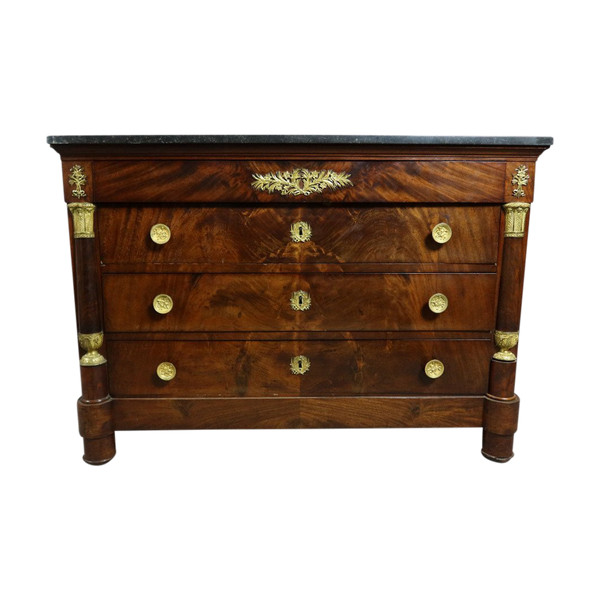 Commode Empire acajou et marbre de st Anne