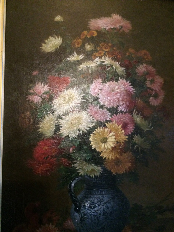 Tableau, bouquet de fleurs par M Comby