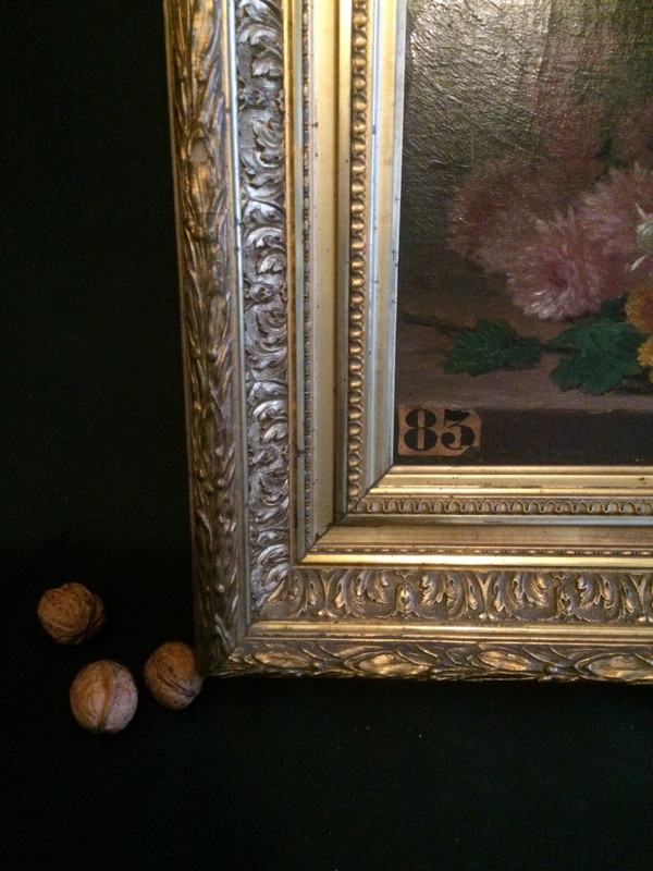 Tableau, bouquet de fleurs par M Comby