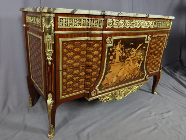Commode En Marqueterie d'Après Un Modèle De Riesener