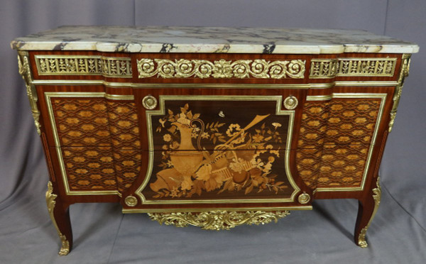 Commode En Marqueterie d'Après Un Modèle De Riesener