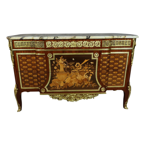 Commode En Marqueterie d'Après Un Modèle De Riesener