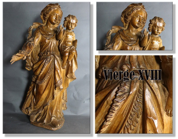 Sculpture Virgin And Child XVIII Period