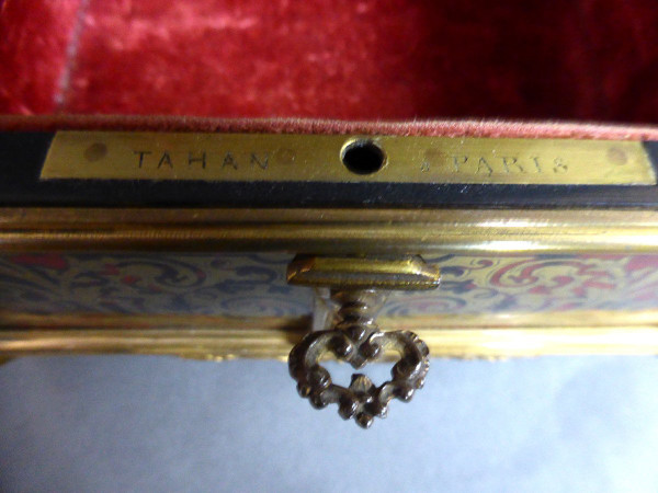 Boulle Marquetry Jewelry Box Signed Tahan in Paris
