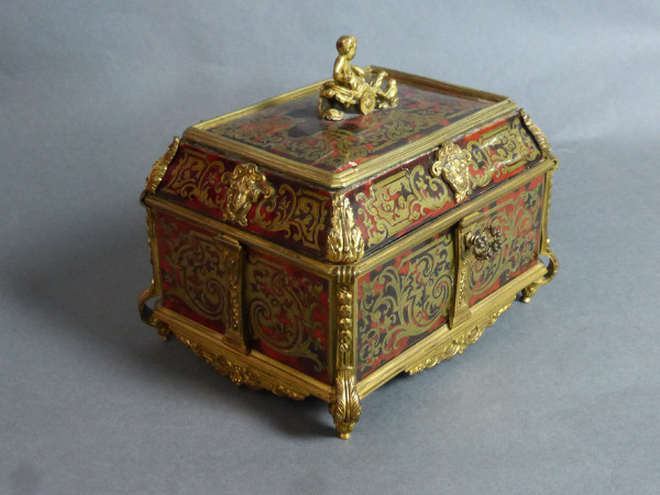 Boulle Marquetry Jewelry Box Signed Tahan in Paris