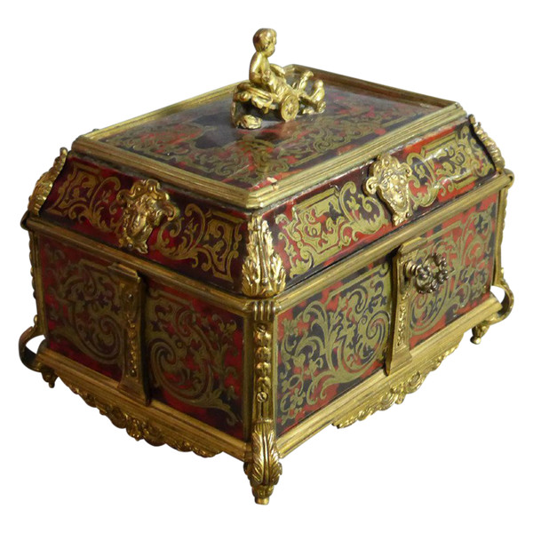 Boulle Marquetry Jewelry Box Signed Tahan in Paris