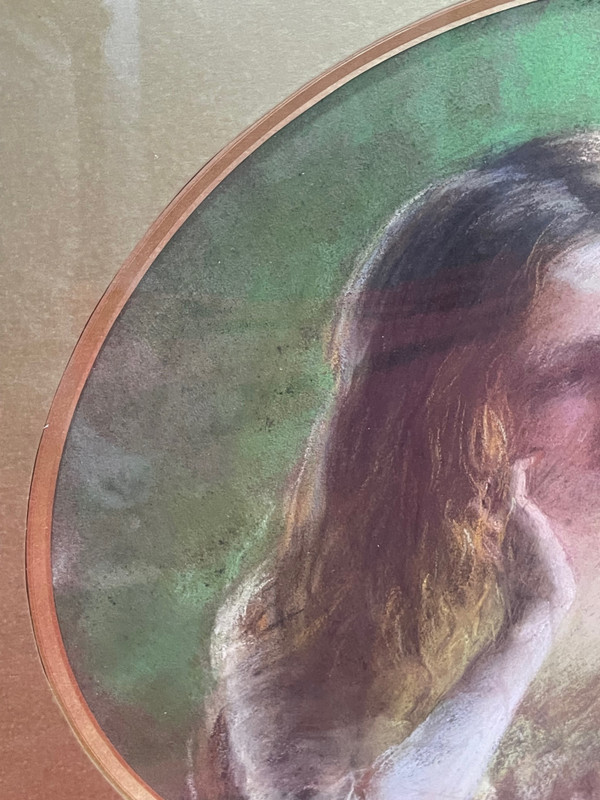 Gemälde junges Mädchen Pastell Paule THOMAS 1868-1910