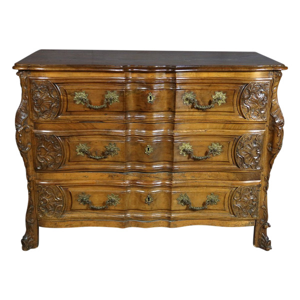 Commode Mazarine En Noyer XVIIIème siècle