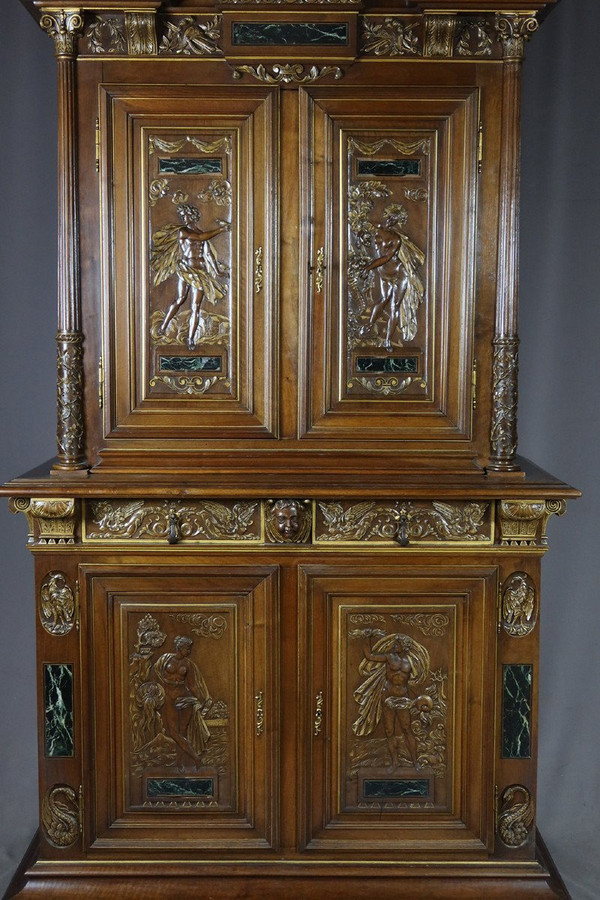 Sideboard Nussbaum Geschnitzt Renaissance-Stil