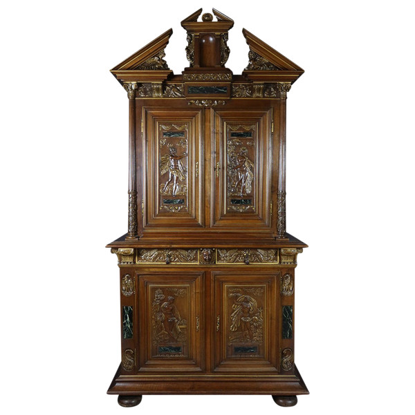 Sideboard Nussbaum Geschnitzt Renaissance-Stil