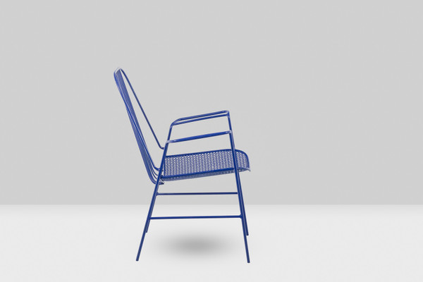Pair of openwork iron armchairs, 1960s