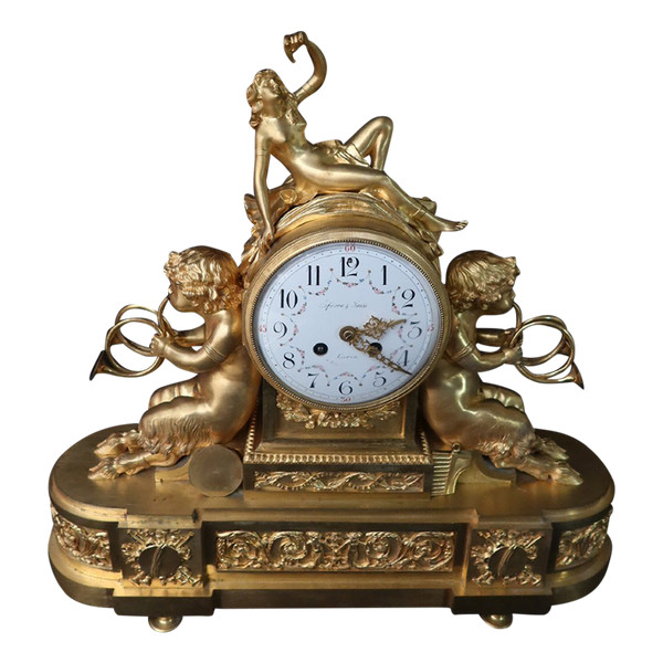 Bronze Gilt Clock With Musician Puttis 19th century