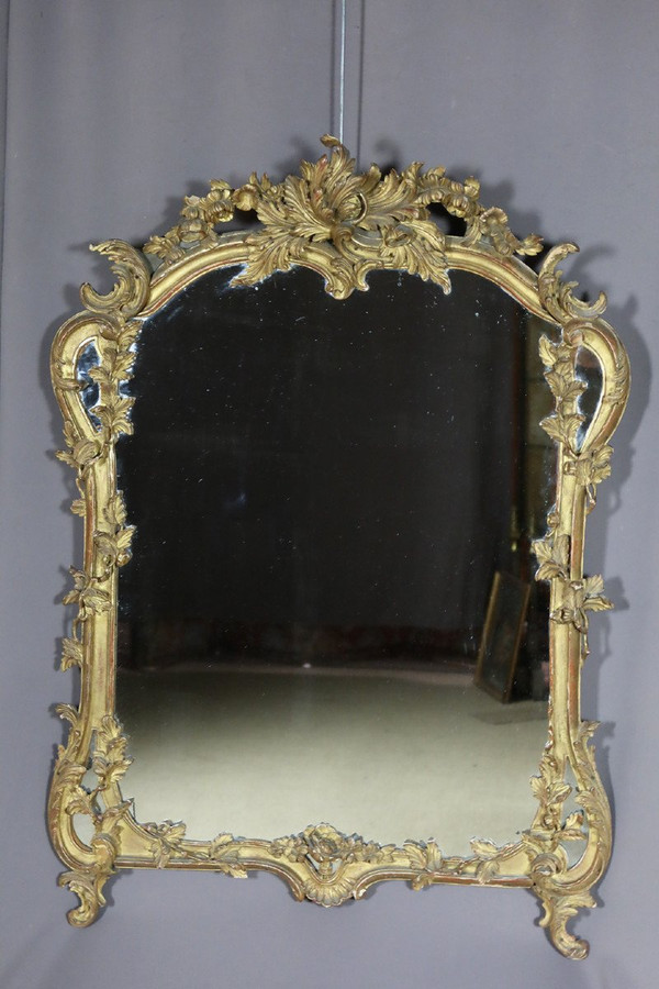 Miroir En Bois Sculpté Et Doré XIXème