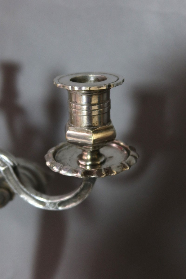 Pair Of Silver Metal Post And Lights