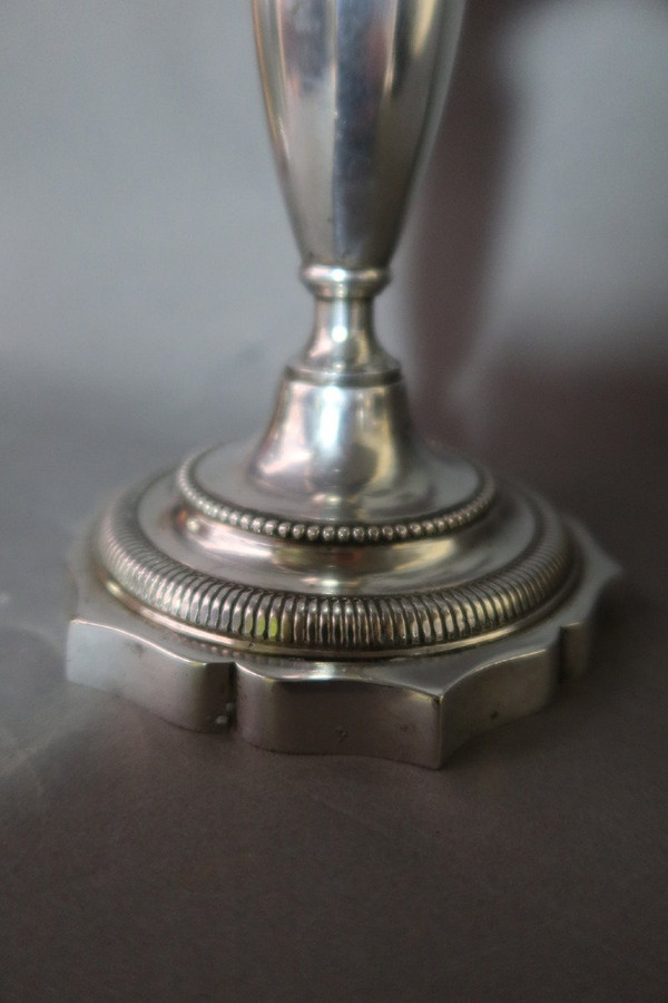 Pair Of Silver Metal Post And Lights