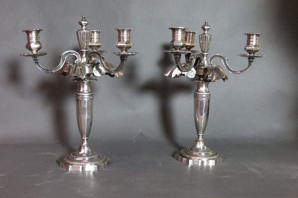 Pair Of Silver Metal Post And Lights
