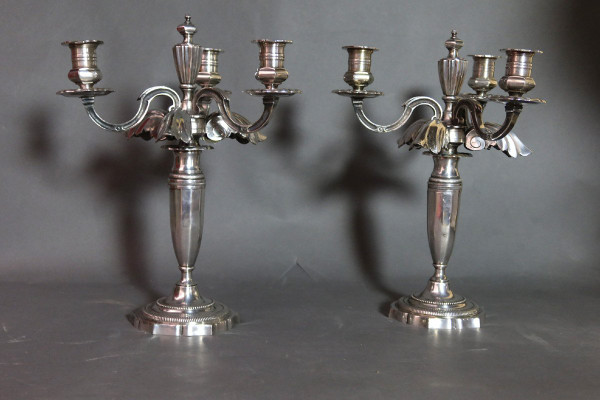 Pair Of Silver Metal Post And Lights