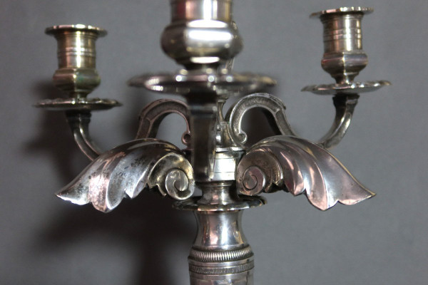 Pair Of Silver Metal Post And Lights
