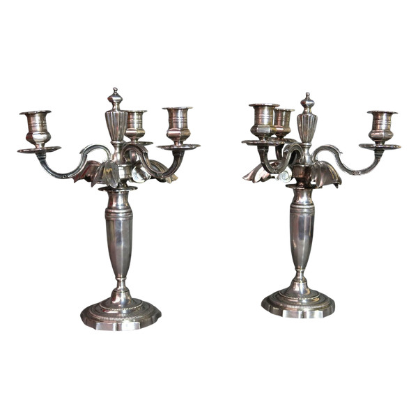 Pair Of Silver Metal Post And Lights